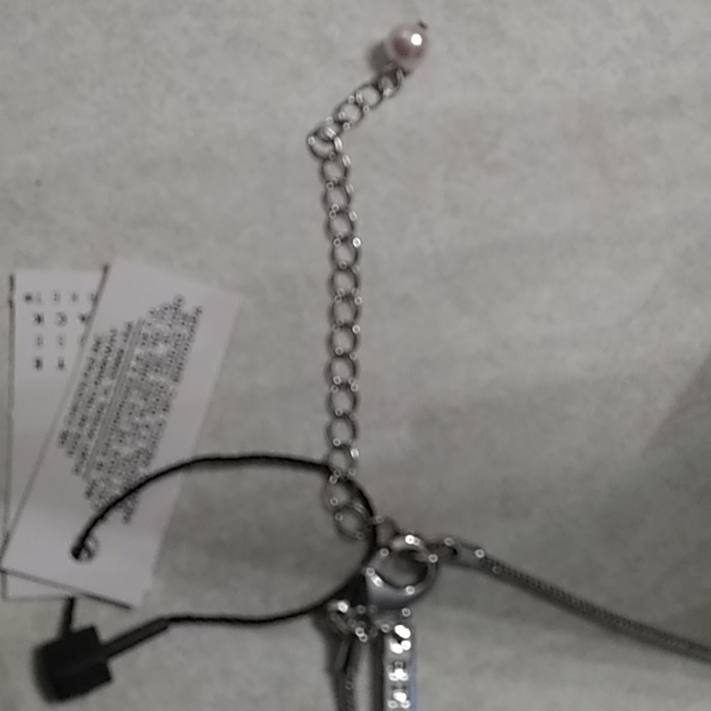 Chicos faux pink pearl and silver necklace. - Picture 5 of 12